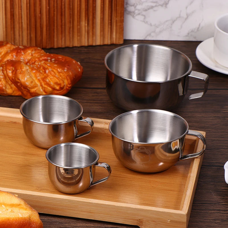 Mini Water Cup With Handle Durable Anti Scalding Milk Coffee Mug Drinking Cup For Kids Student Drinkware 304 Stainless Steel