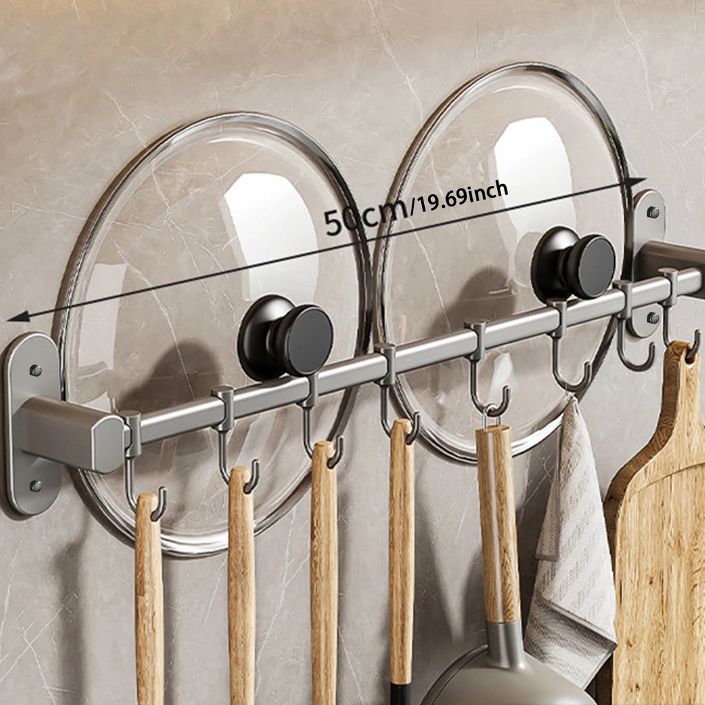 Kitchen Equipment Storage Rack Such As Pot Lid And Spatula Wall-Mounted Hook Rack Multi-Way Storage For Kitchen Items