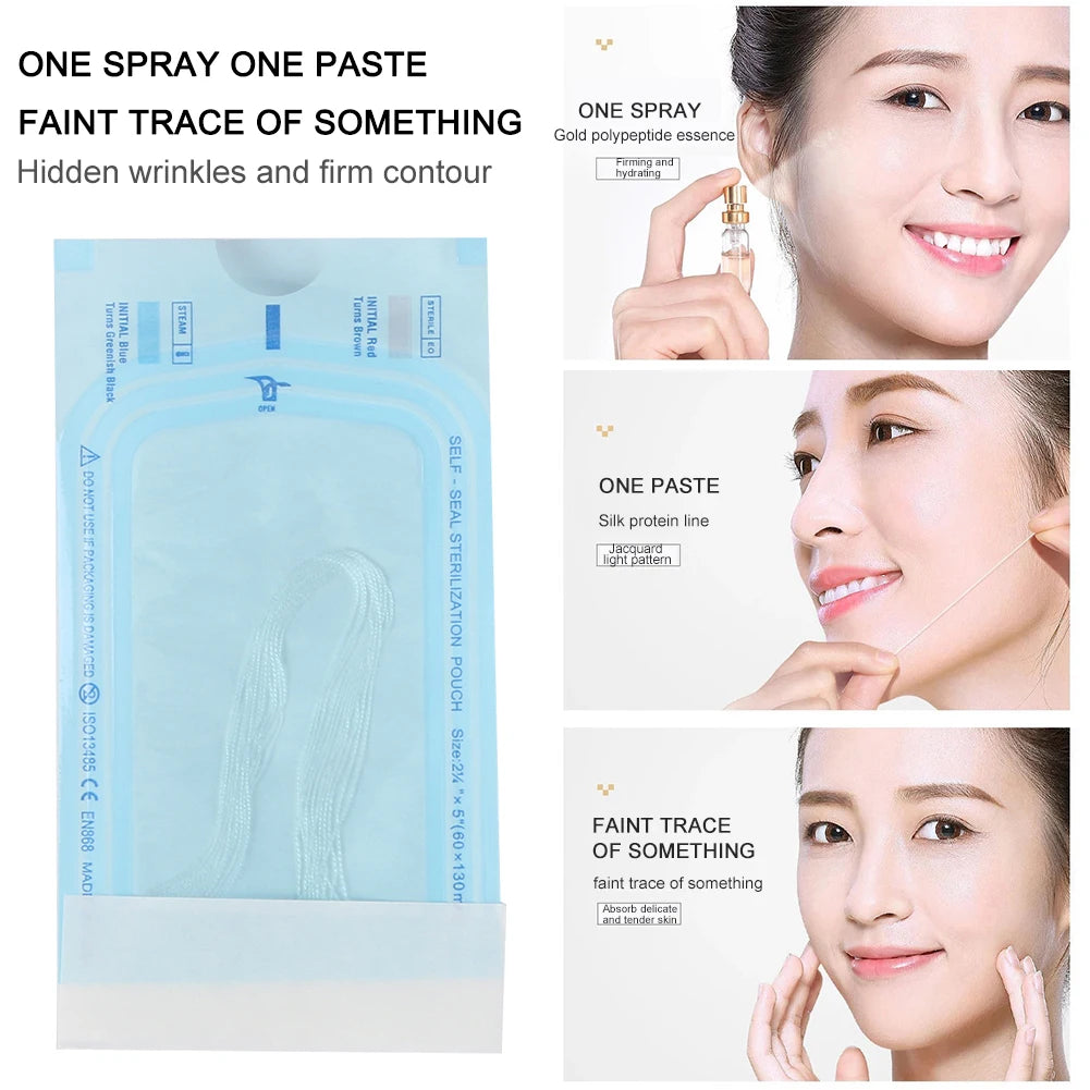 50Pack 12Pcs/Pack Collagen Face Lifting Thread Protein Skin Absorbed Lines No Needle Anti Aging Collagen Facial Thread Beauty