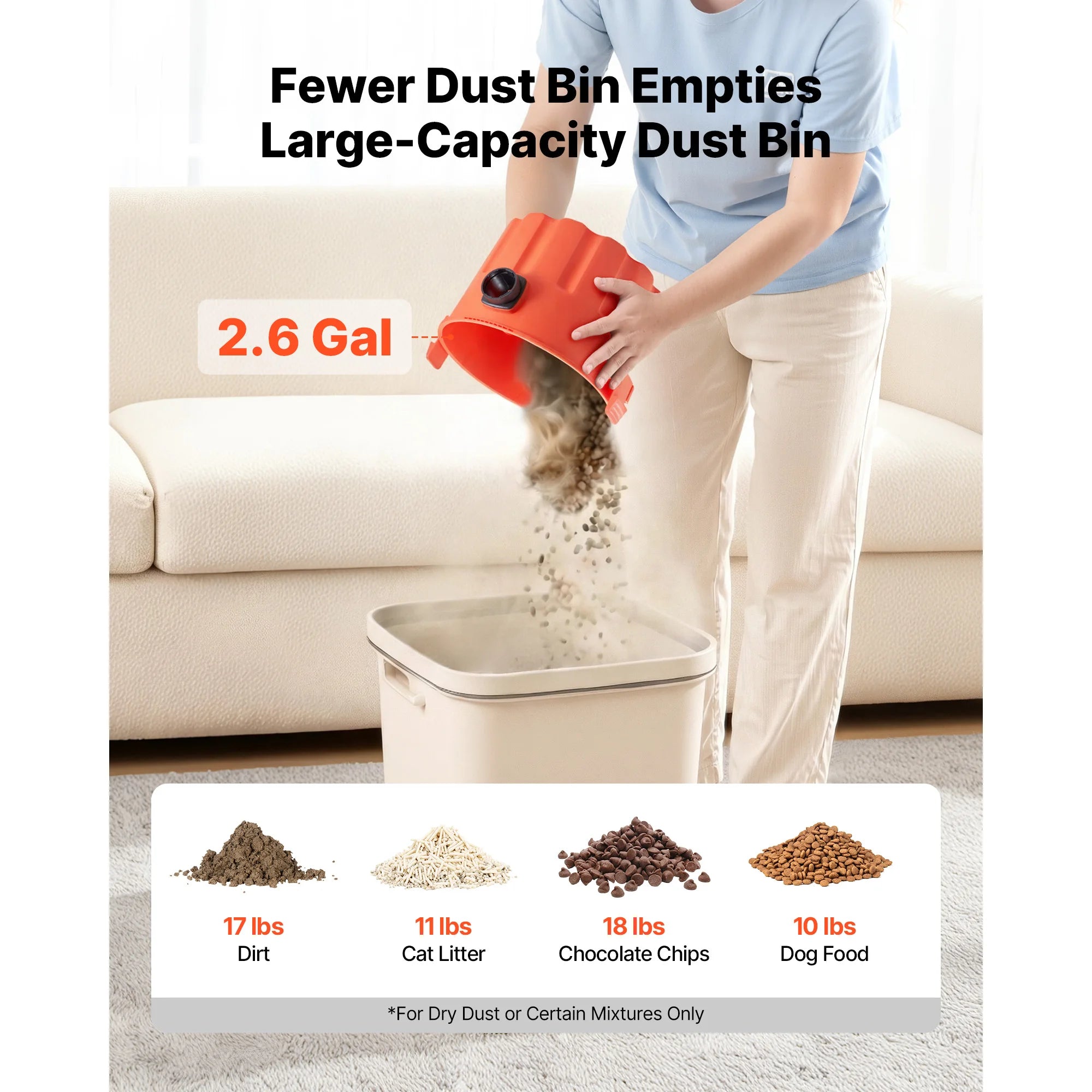 SucceBuy Shop Vac 2.6 Gal/ 8 gal/11 gal Dry Shop Vacuum 2.5/4.5/5.5/6 Peak HP with Various Nozzles for Home Garage Black Orange
