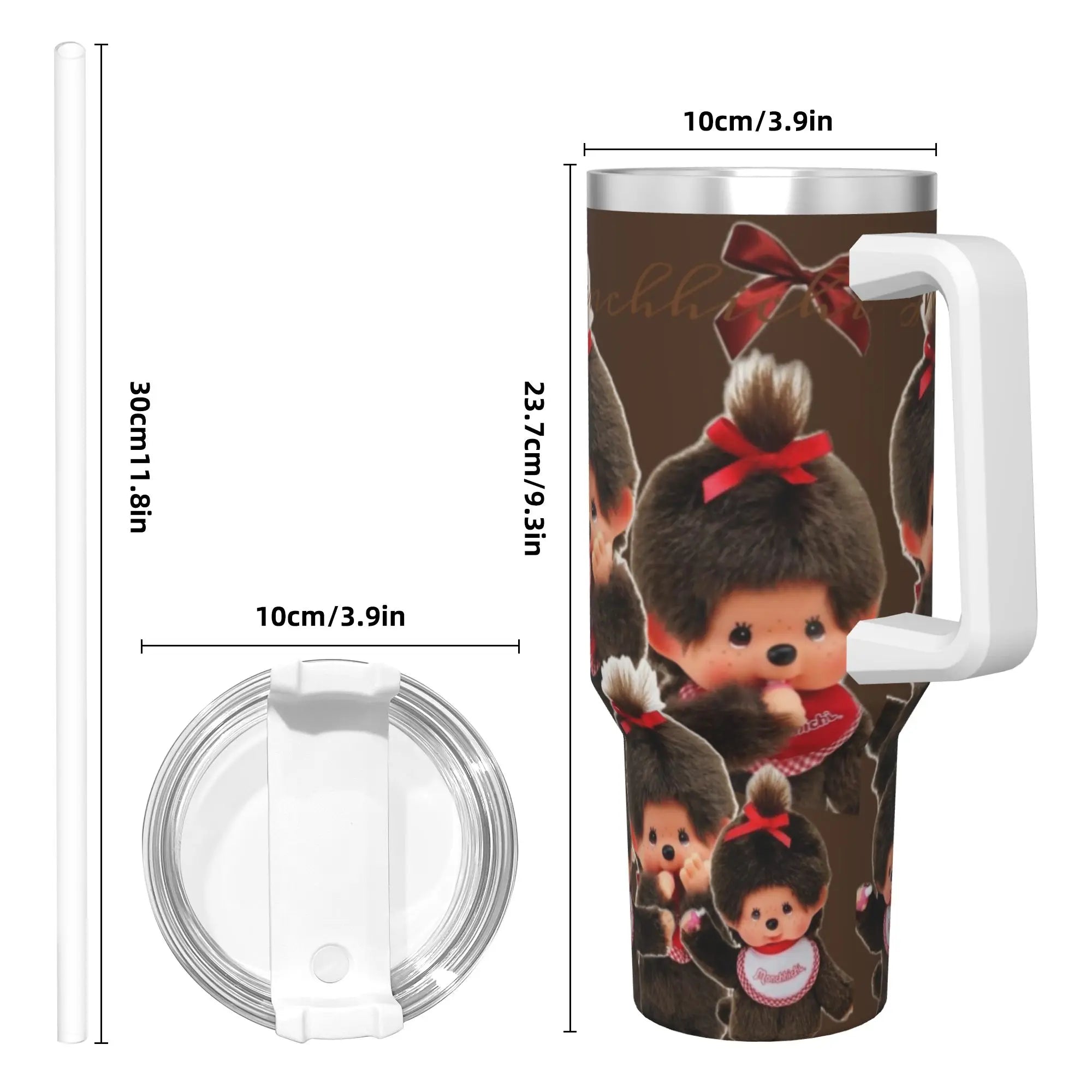 Monchhichis Tumbler With Straw  Stainless Steel Tumblers Cup Double Wall Vacuum Insulated for Cold Or Hot 40oz