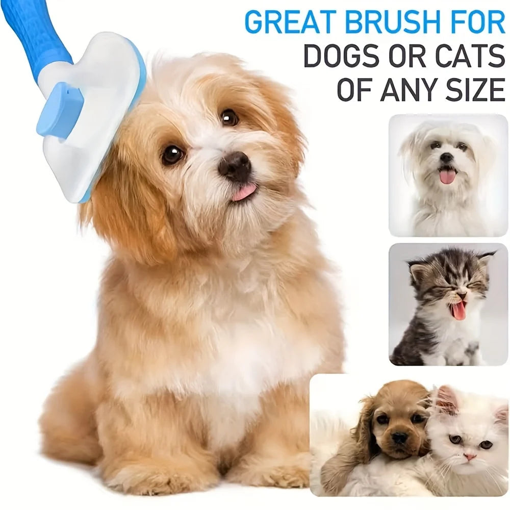 1pc Gentle Dog & Cat Grooming Brush - 1-Touch Detangling/3-Minute Deshedding, Ergonomic Handle, , Easy Clean，Pet Products