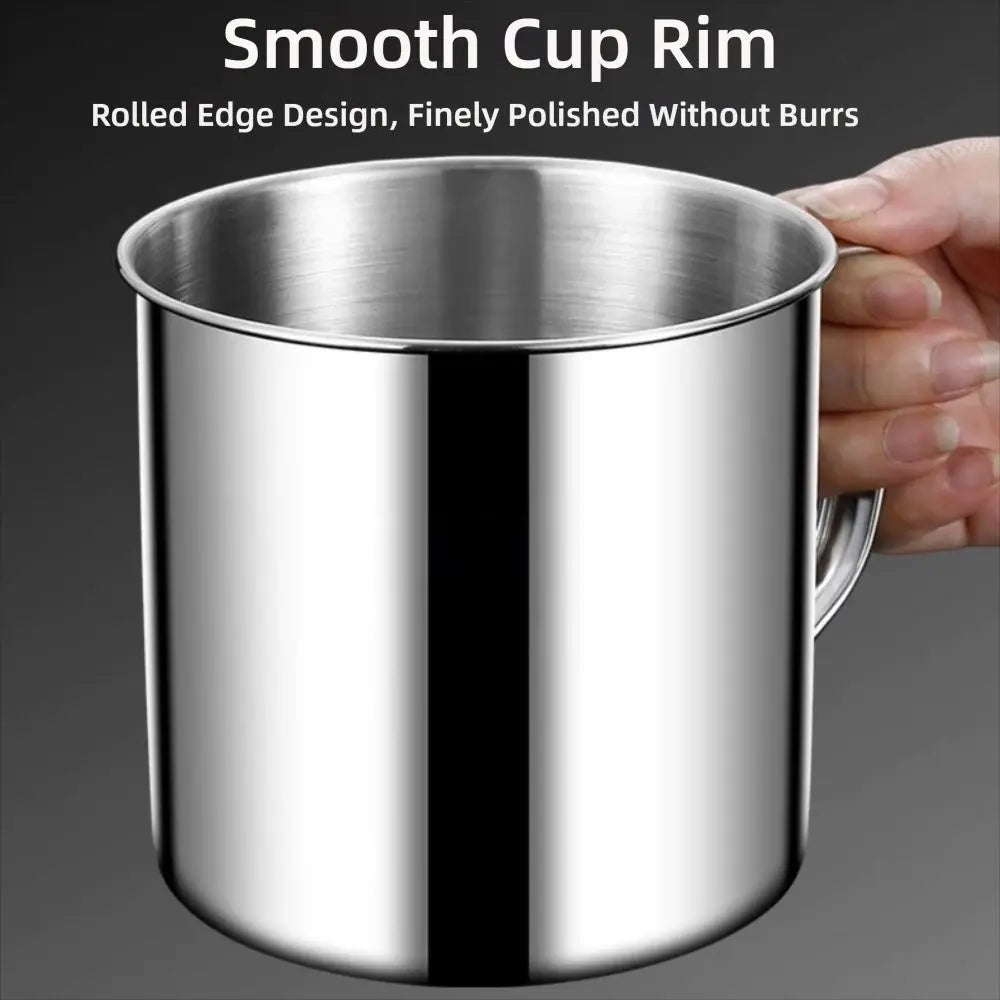 New 350-1250ml Mug Handle Design With Lid Water Cup 304 Stainless Steel Tea Cup Camping
