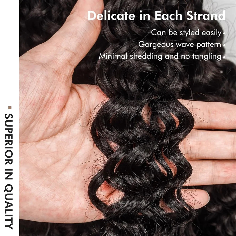 Crochet Human Hair Deep Wave Kinky Straight Curly Feather Crochet Hair Extensions 100% Brazilian Human Hair 24 Inch for Women