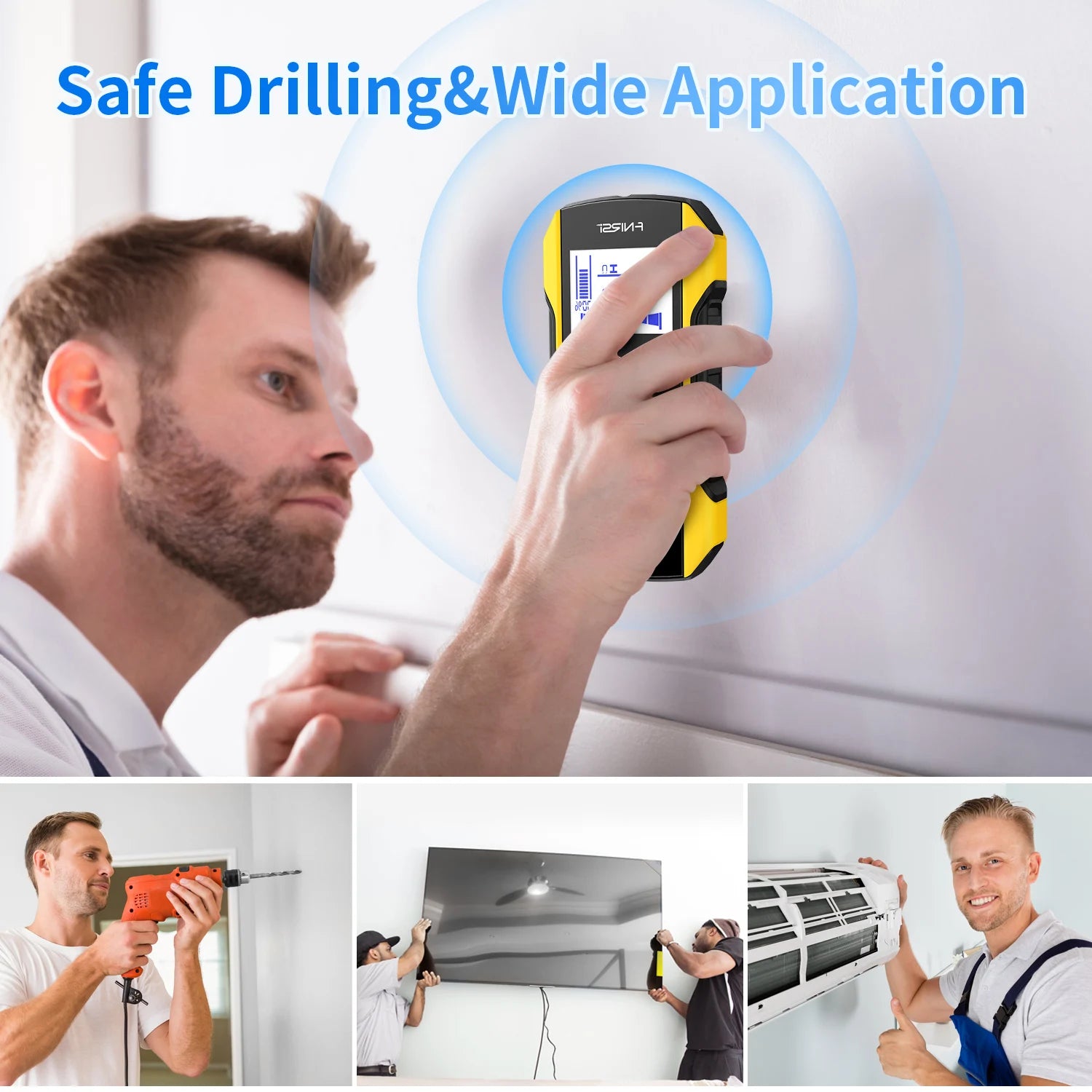 FNIRSI WD-01 WD-02 Metal Detector Wall Scanner with Newly Designed Positioning Hole for AC Live Cable Wires Metal Wood Stud Find