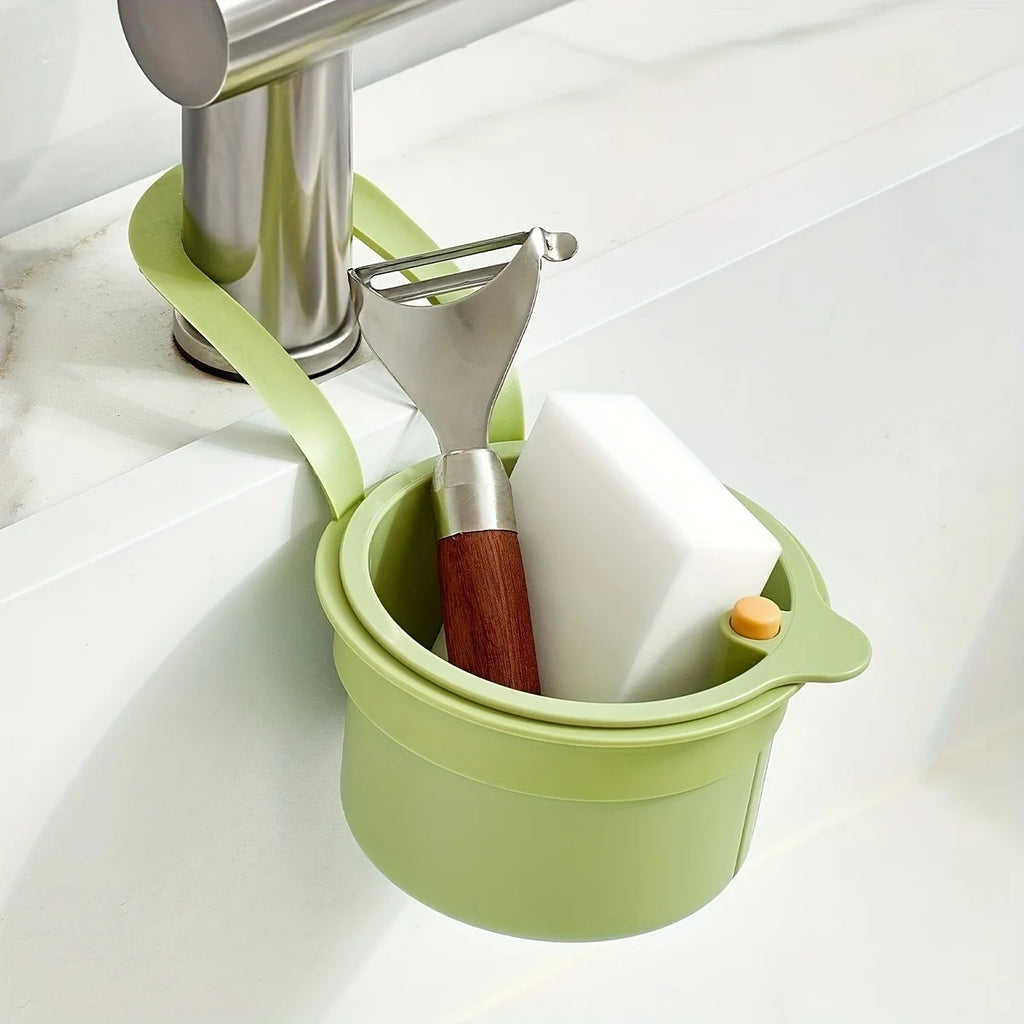 Hanging Sink Basket Button Drain Storage Split Filter Basket 1 Second Install for Kitchen Bathroom Space Saving Durable Plastic