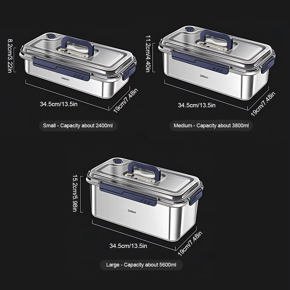 316 Stainless Steel Food Storage Container Set, Airtight Leakproof Kitchen Organizer with Lids, Large Capacity Bento Box