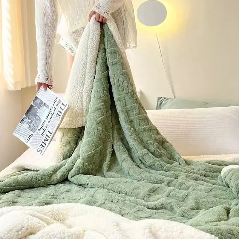 RAKKSAB Version Silk Fleece Lamb Fleece Bedroom Living Room Study Thickened Silk Fleece LambFleece Doublesided Blanket Available