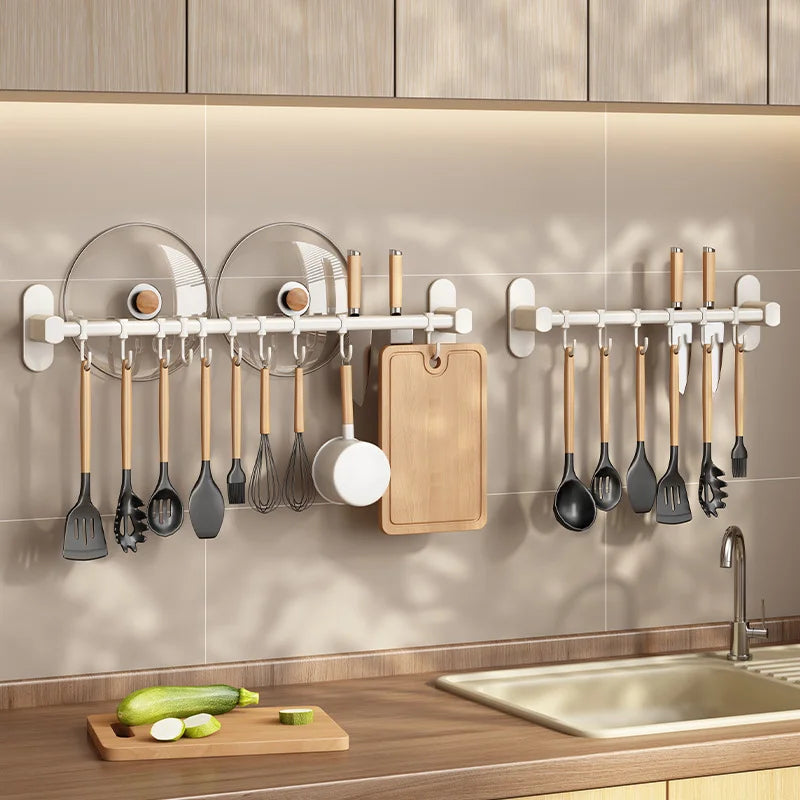 Kitchen Equipment Storage Rack Such As Pot Lid And Spatula Wall-Mounted Hook Rack Multi-Way Storage For Kitchen Items