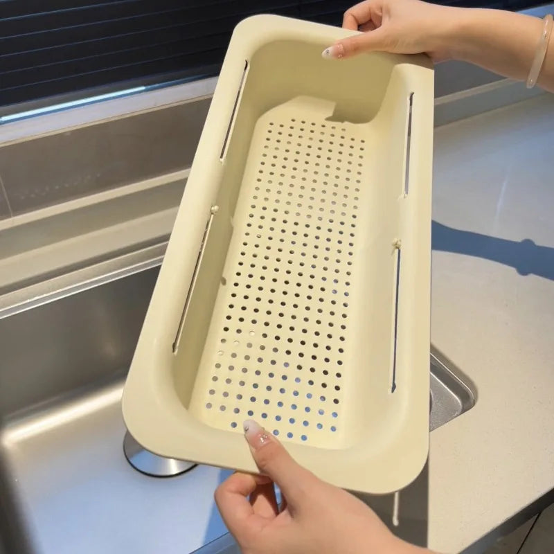 Multi-functional Telescopic Draining Basket Large-capacity Placement Rack Draining Wonder Kitchen Sink for Bowls and Chopsticks