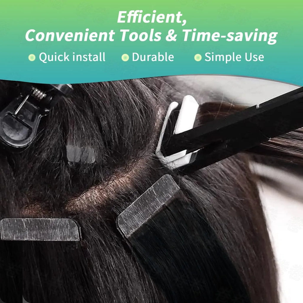 Tape in Hair Extensions Plier Black Stainless Steel Flat Surface Sealing Hair Extension Tools for Women Hair Extension Tools (Bl