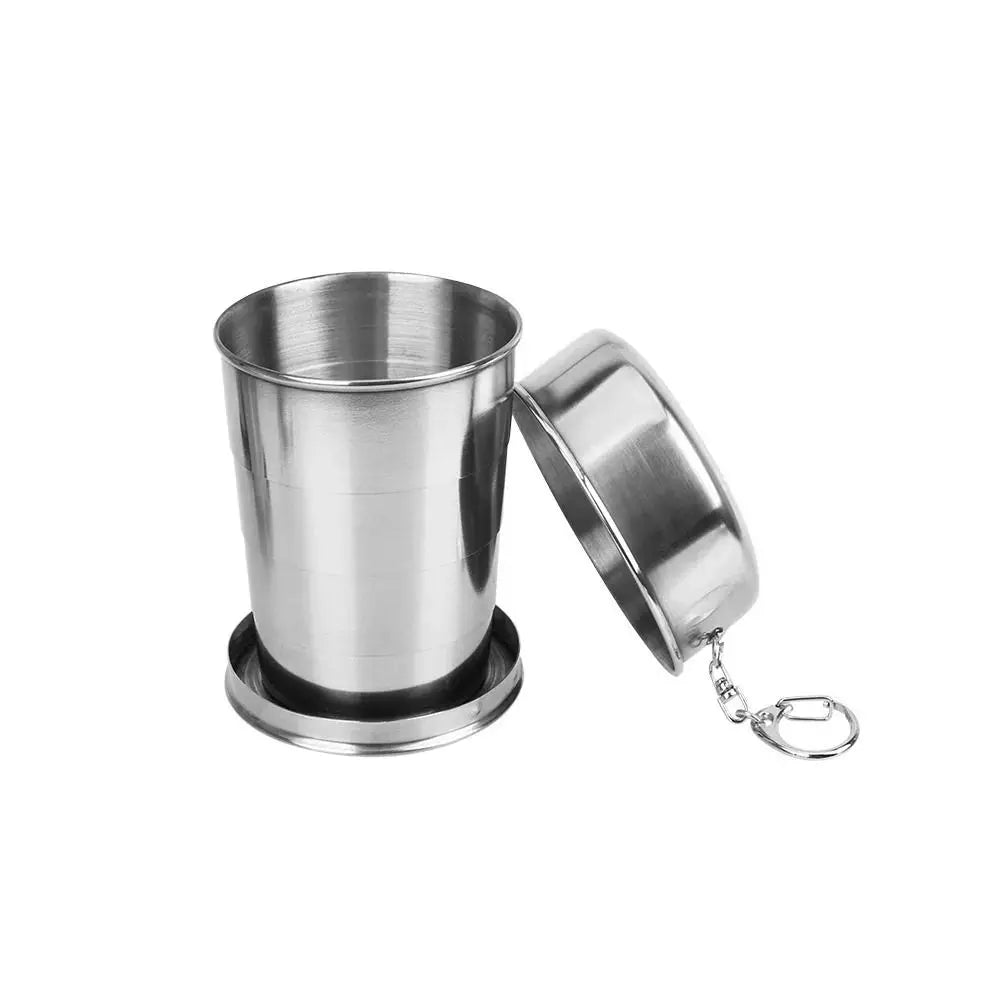 Multifunctional Stainless Steel Folding Cup Collapsible 3 Size Water Drinking Cup Stackable Portable Camping Mug Hiking