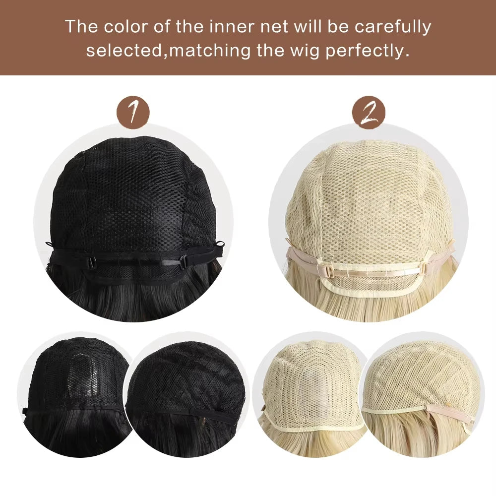 Black 26-inch synthetic wig with long straight hair for Halloween cosplay, daily use, high-temperature hair accessory
