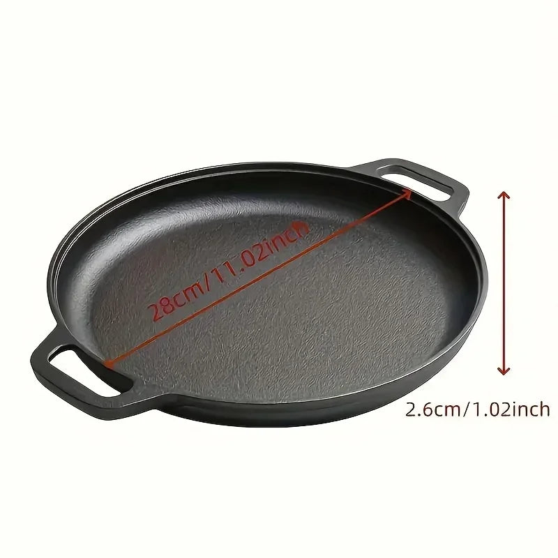 Cast Iron Frying Pan Non-stick Pan Pizza Egg Pancake Pot Vegetable Steak Skillet Home Kitchen Flat Pan Omelette Outdoor Cookware