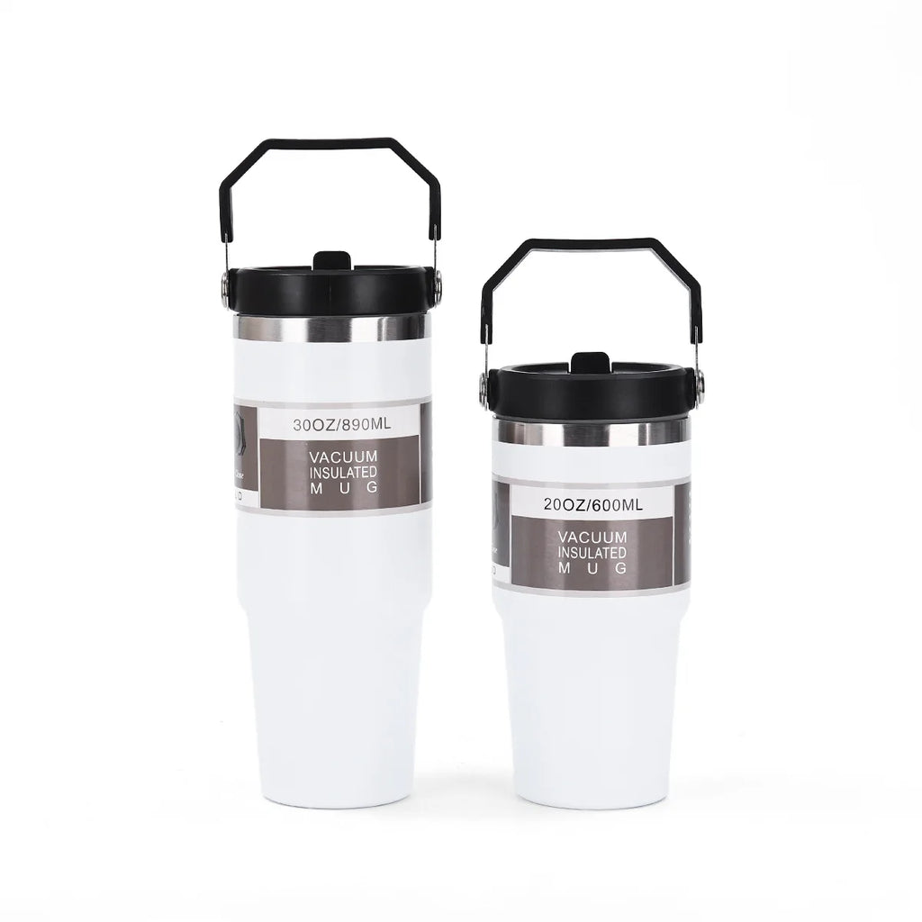 600/890ML Stainless Steel Thermos Mug With Straw Keeps Cold and Heat Thermal Mug  Car Insulated Flask Water Tumbler for Outdoor