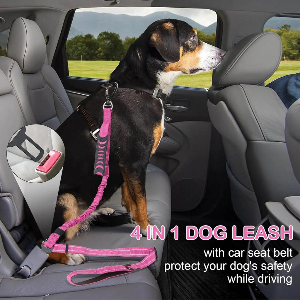 Tactical Dog Leash Reflective Dog Training Leash,Adjustable Heavy Duty Dog  Leashes with Car Seat Belt for Medium Large Dogs