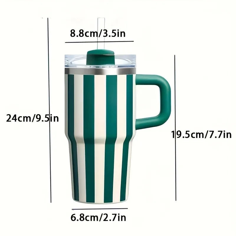 20oz Thermal Water Bottle With Handle and Straw Drinkware Hot Cold Stainless Steel Thermos Portable Car Coffee Cups Thermal Mug