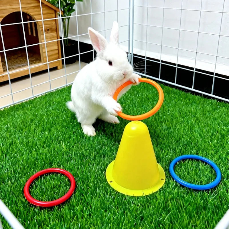7cm Rabbit Ferrule Toy Interactive Training Chew Toy for Small Animals Educational Relieve Boredom Cone Shaped Bucket Rabbit Toy