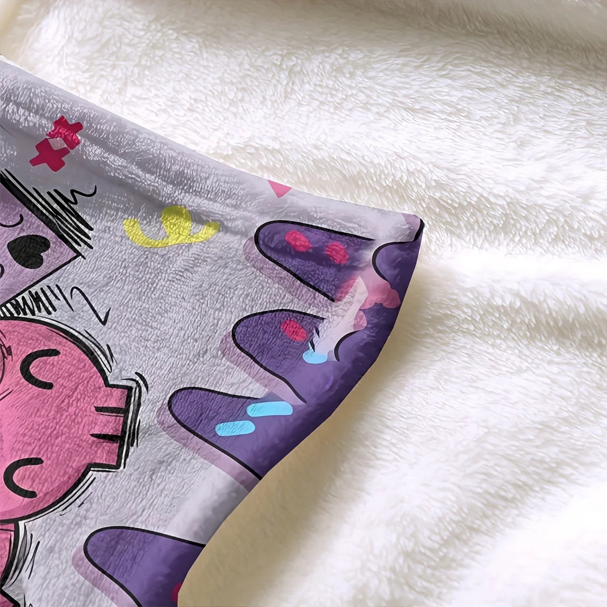 1 Purple Kuromi Flannel Blanket 2D Single Print Soft Fluffy Warm Couch Bed Living Room Bedroom Home Decor Gift Daily Use Blanket