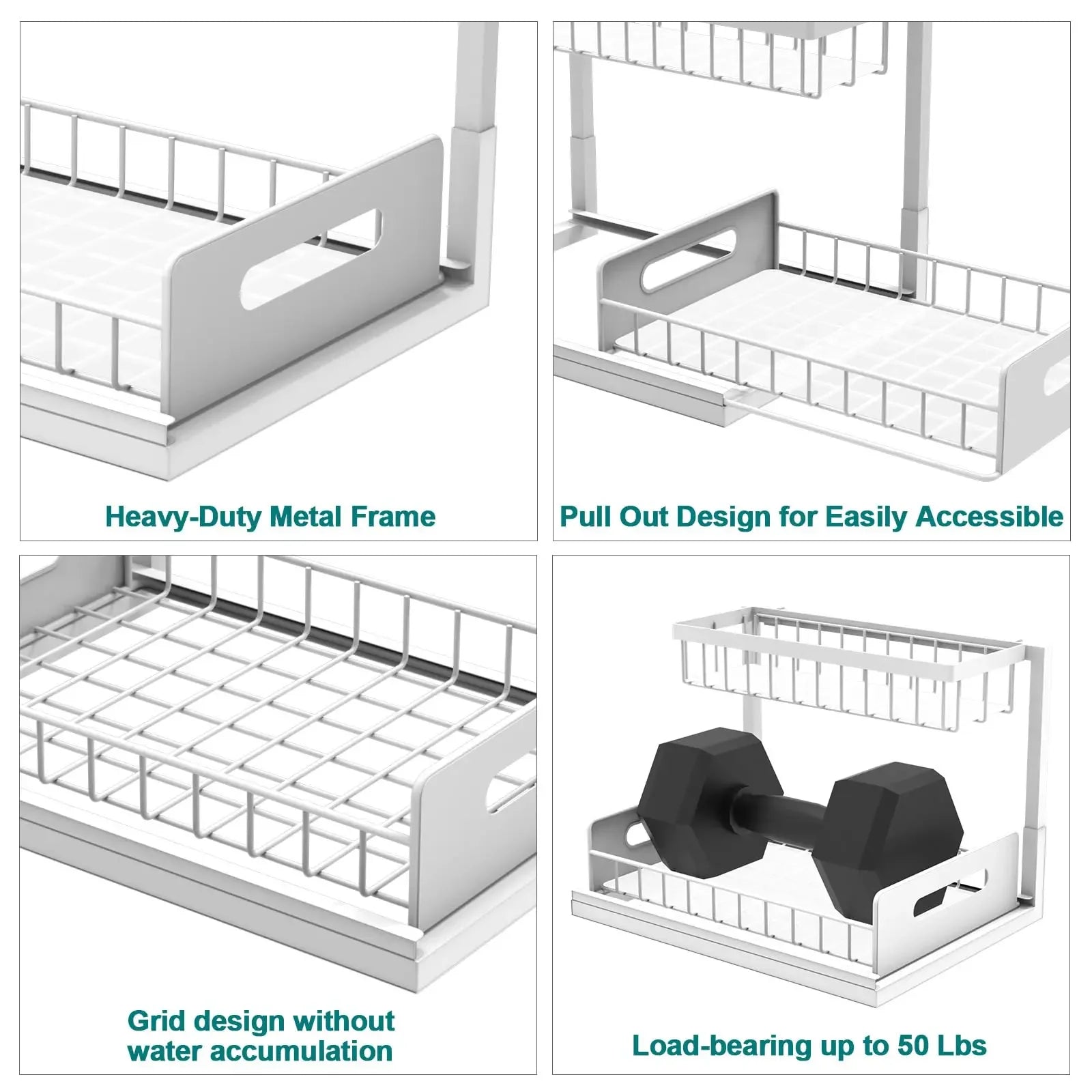 Kitchen Multi-Purpose Storage rack Under Sink 2 Tier Sliding Cabinet Basket Organizer Drawer Spice rack Desktop Bathroom Storage