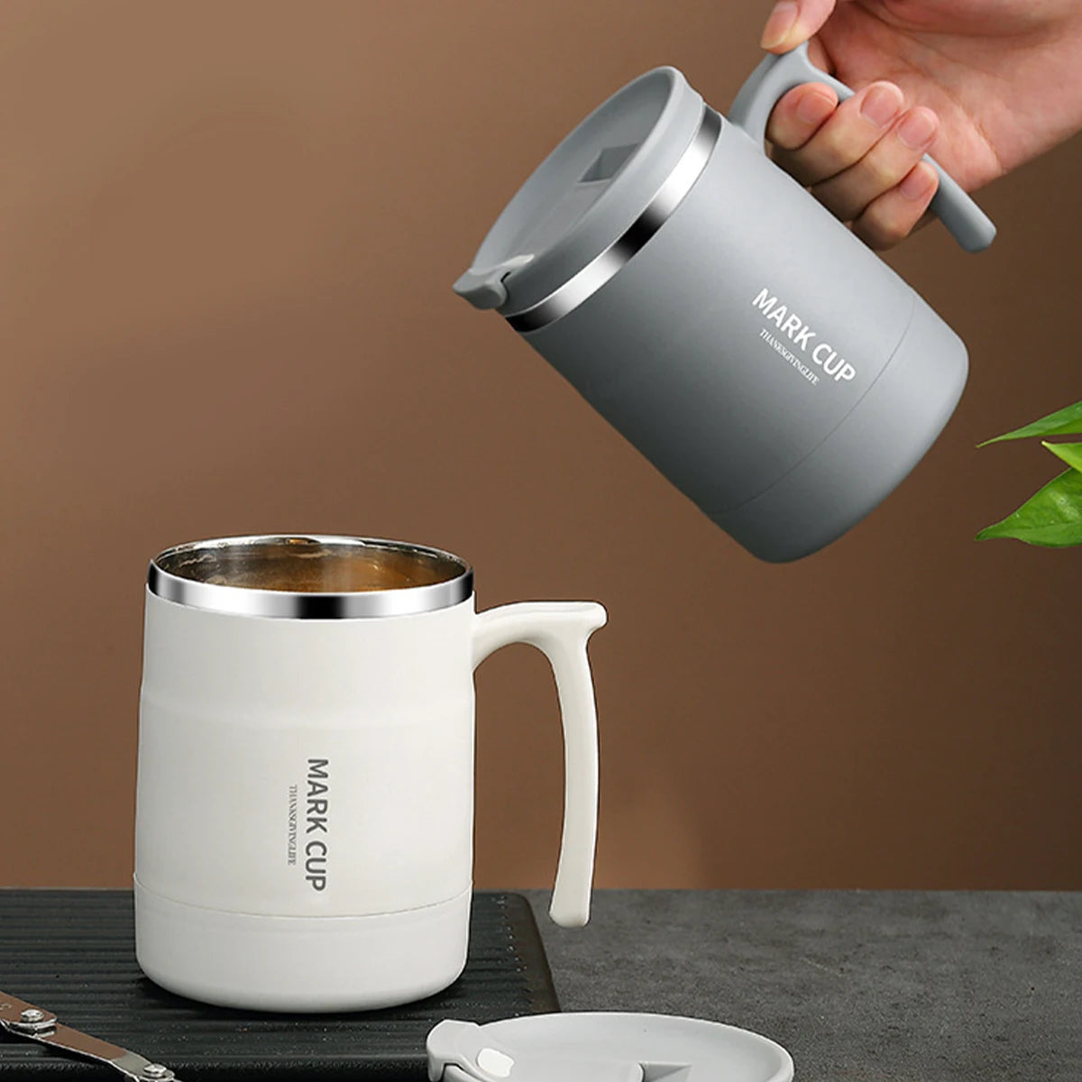 Thermal Cup 304 Stainless Steel Double-layer Insulated Coffee Mug With Spoon Portable Leak Proof Wter Cup For Student Adult
