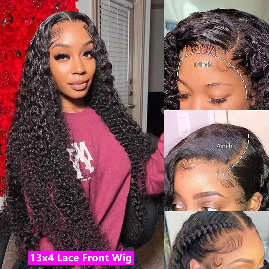 Curly Human Hair Wig Hd Lace Wig 13x6 Human Hair Wet And Wavy Lace Frontal Wig 30 40 Inch 13x4 Deep Water Wave Wigs For Woman