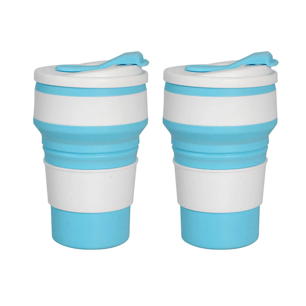 12 Oz Reusable Silicone Collapsible Cups with Lid for Camping 350ml 500ml Portable Folding Coffee Cups for Travel
