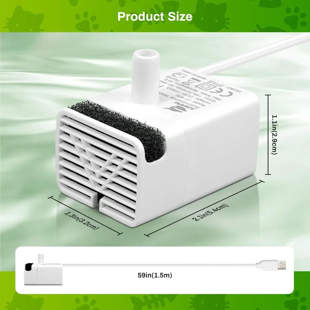 Water Pump for Pet Water Dispenser Stainless Steel Cat Water Fountain JY-830 Ultra Quiet Water Pump Replacement Pump