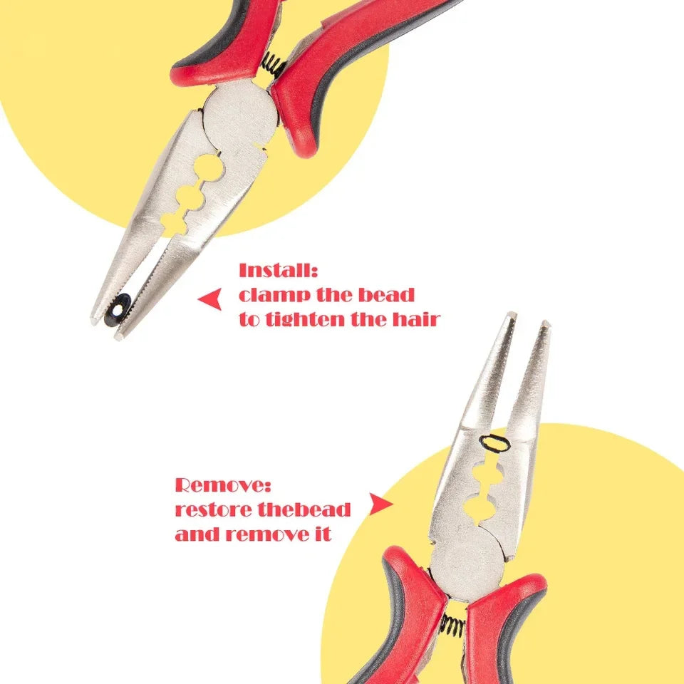 VADES Curved nose pliers DIY Hair Extension Tools Tweezers for Micro Loops/Links/Beads and Feather Fair Hair Extensions
