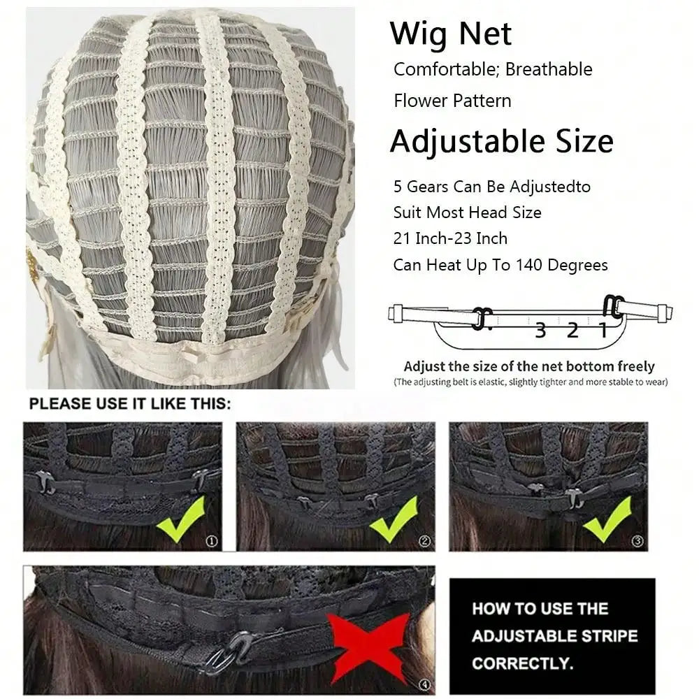 MSIWIGS Short Wig Grey White Wavy Cosplay Red Wig with Side Bang for Women Party Costume Lolita Synthetic Hair