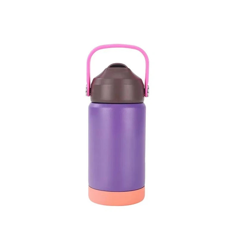 JUSTINLAU Kids Thermos Cup Vacuum Flask Sippy Cup Straw Cup with Handle Stainless Steel Car Cup Travel Thermal Water Bottles