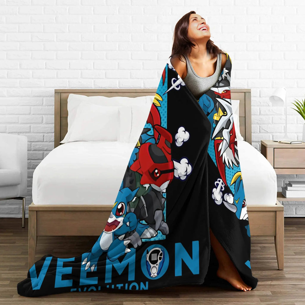 digimon veemon evolution Blanket  Flannel Funny Soft Throw Blanket for Bedspread  Winter