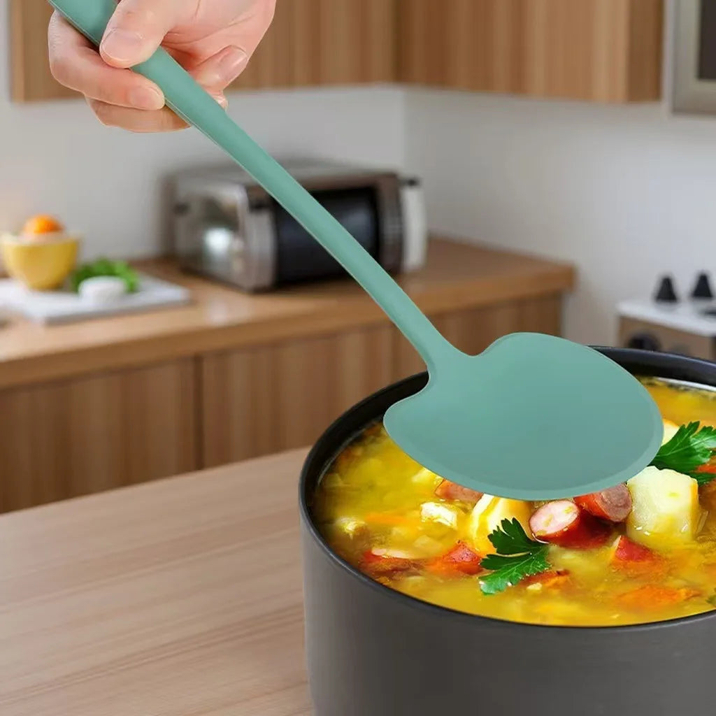 1pc silicone mushroom-shaped long-handled spatula, non-stick pan spatula, high-temperature resistant stir-frying spatula