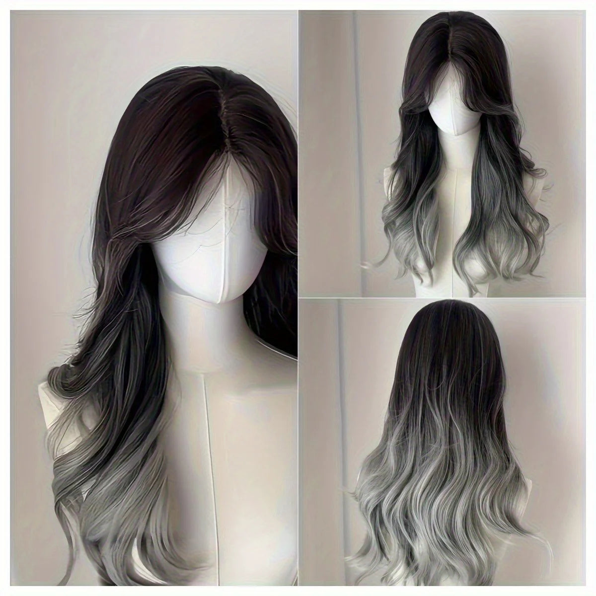 Fairy-Inspired Long Curly Synthetic Wig, Fashionable Gradient Color Long Curly Wig, Sweet Korean-Style Girl Group Wig
