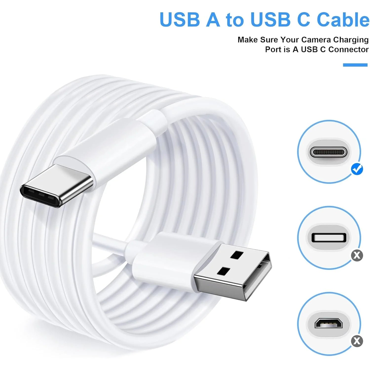 0.3/1/3/5/8/10/12M USB C Cable Long Power Extension Cord for Xiaomi Mi Camera Laptop Security Cameras Type C to C Charging Wire
