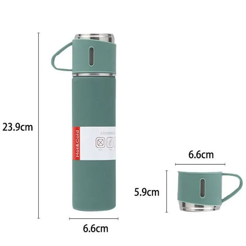 500ML 304 Stainless Steel Vacuum Flask Gift Set Office Business Thermos Bottle Outdoor Hot Water Thermal Insulation Couple Cup