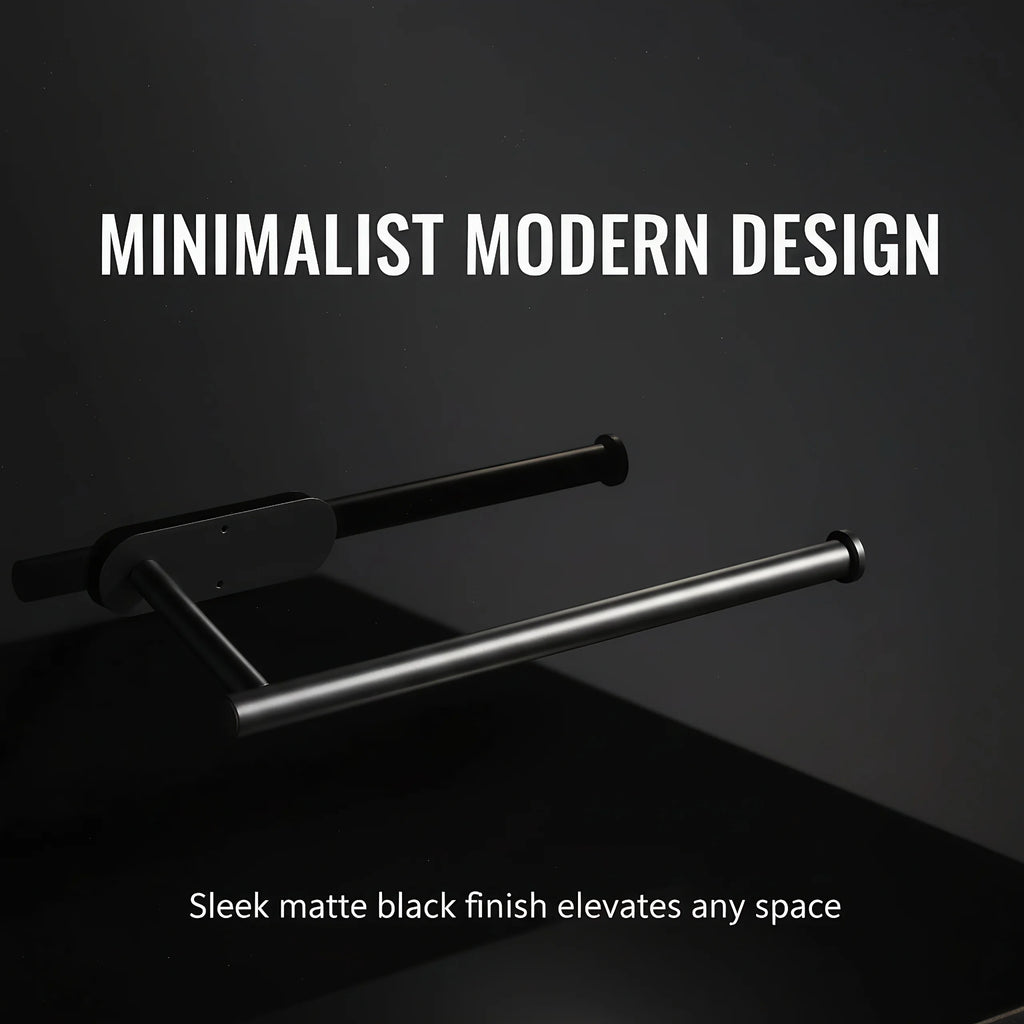 Under Cabinet Paper Towel Holder Black Minimalist Space-Saving No Drilling Kitchen Organizer 30cm Stainless Steel