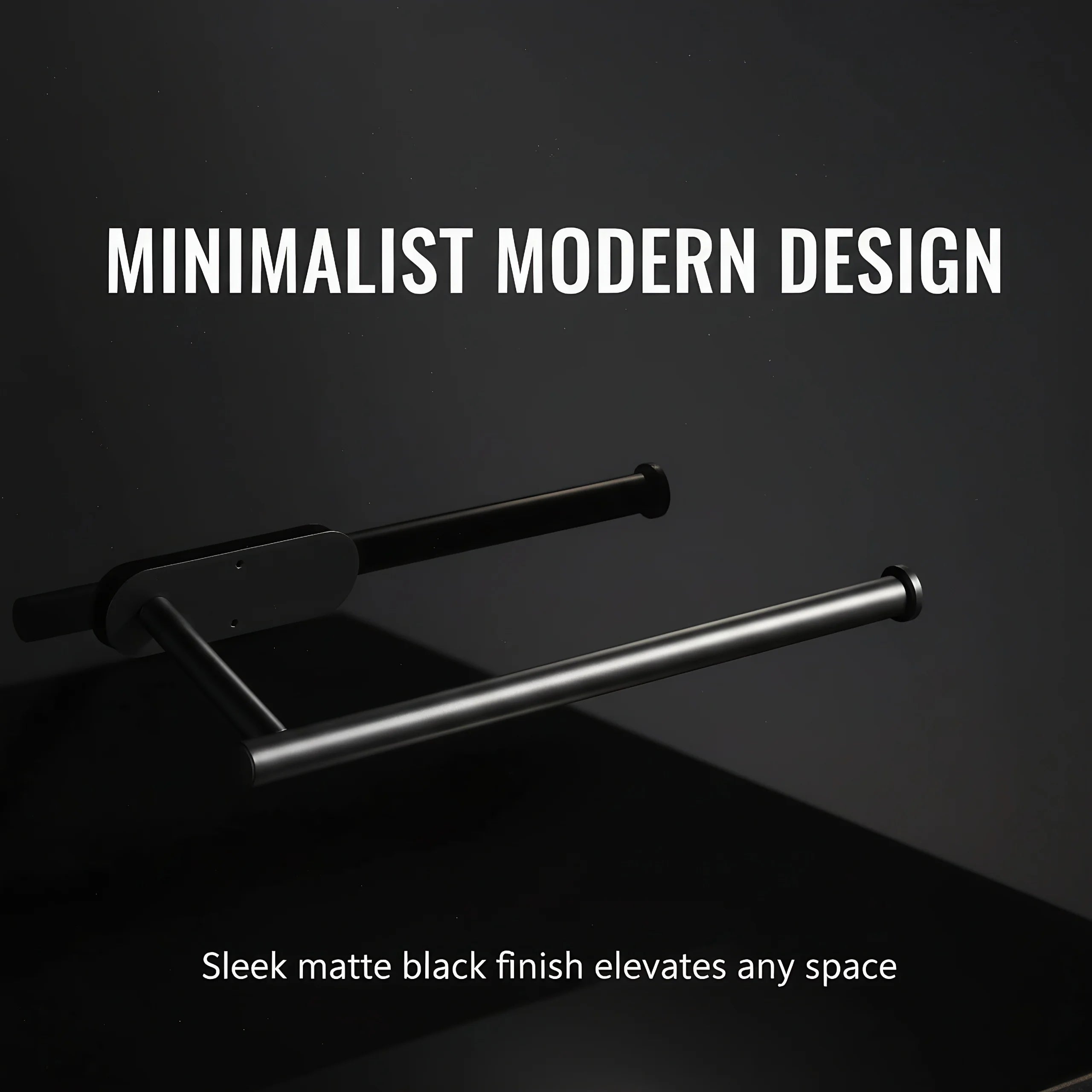 Under Cabinet Paper Towel Holder Black Minimalist Space-Saving No Drilling Kitchen Organizer 30cm Stainless Steel