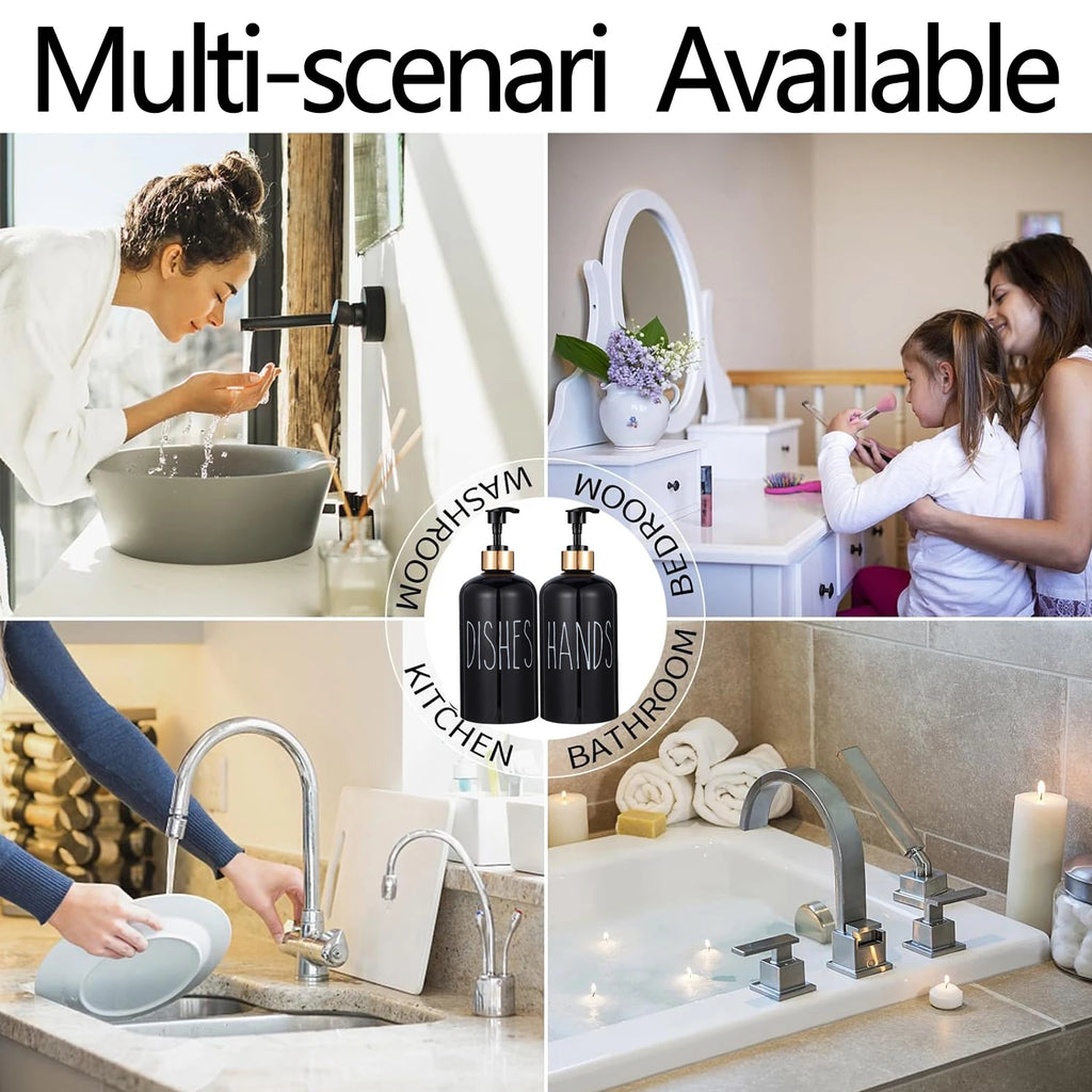 Boston Dish and Hands Soap Dispenser for Kitchen Sink Refillable Detergent Hand Sanitizer Container Farmhouse Home Organizer