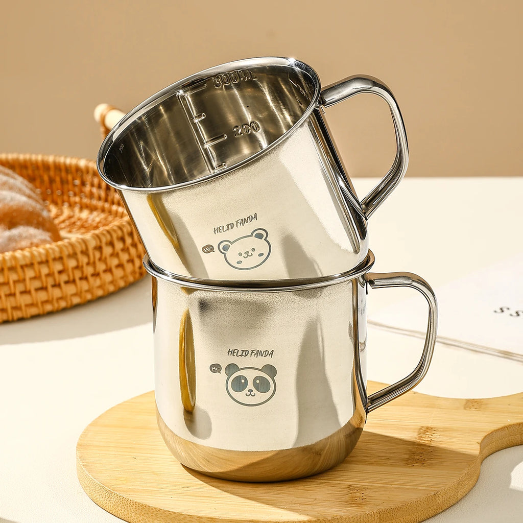 WORTHBUY 304 Stainless Steel Children Water Cup With Handle 300ML Durable Anti Scald Tea Milk Coffee Mug Mini Kids Drinking Cup