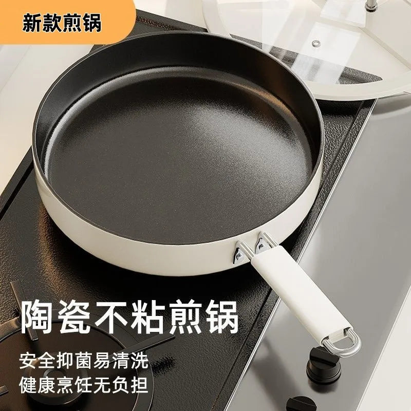 Titanium crystal ceramic frying pan, non stick pan, kitchen dual-use frying pan, gas stove, induction cooker, universal