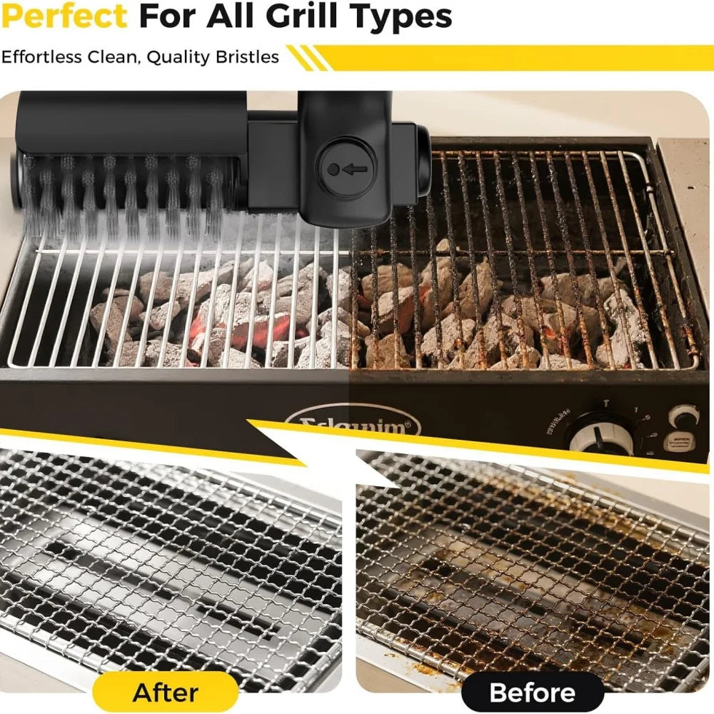 2 in 1 Rechargeable BBQ Grill Cleaner Spin Scrubber with 360° Rotating Cleaning for Grill 3-Speed 2600mAh Cordless