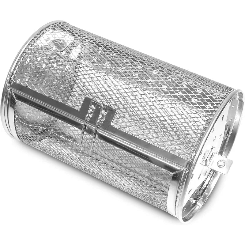 Stainless Steel Rotisserie Grill Roaster Drum Oven Rotary Baking Cage Rotisserie Basket for Peanut Dried Nut Coffee Beans BBQ