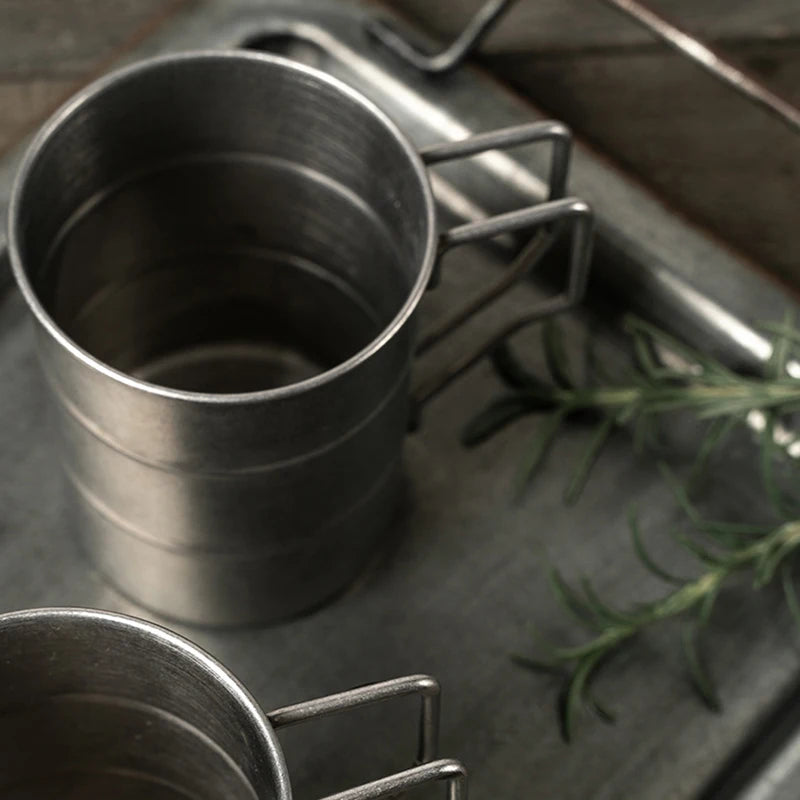 Retro Industrial Style Stainless Steel Beer Mug 304 Vintage Cold Drink Cup Outdoor Camping High Aesthetic Design