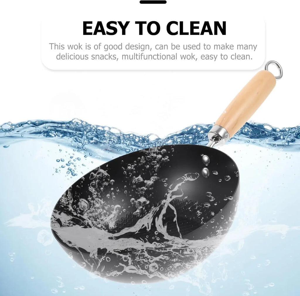 Uncoated Flat Bottom Wok Small Iron Wok for Stir-Fry Cooking Stove Induction Cookware Accessories Kitchen Supply