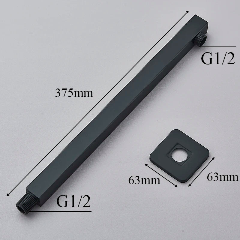 Ultra-thin Shower Head Water Saving Rainfall Stainless Steel Square 8/10/12inch with Shower Arm Wall Mount Bathroom Accessory