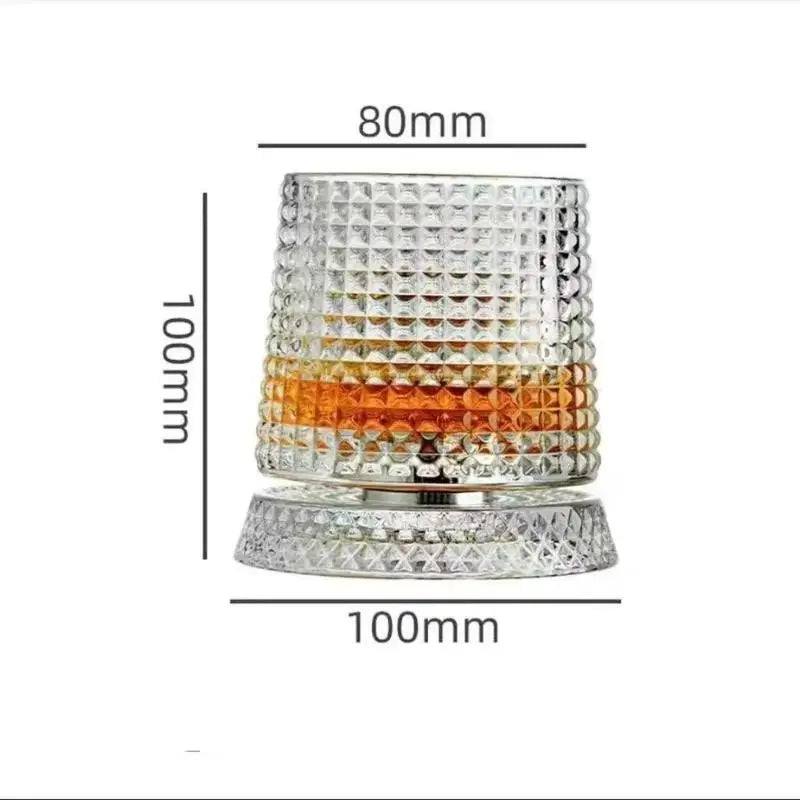 360 Rotate Degrees Crystal Rum Glass For Cocktail Party Drinking 2026 New Whiskey Glasses Rotating Whisky Glass With Glass Base