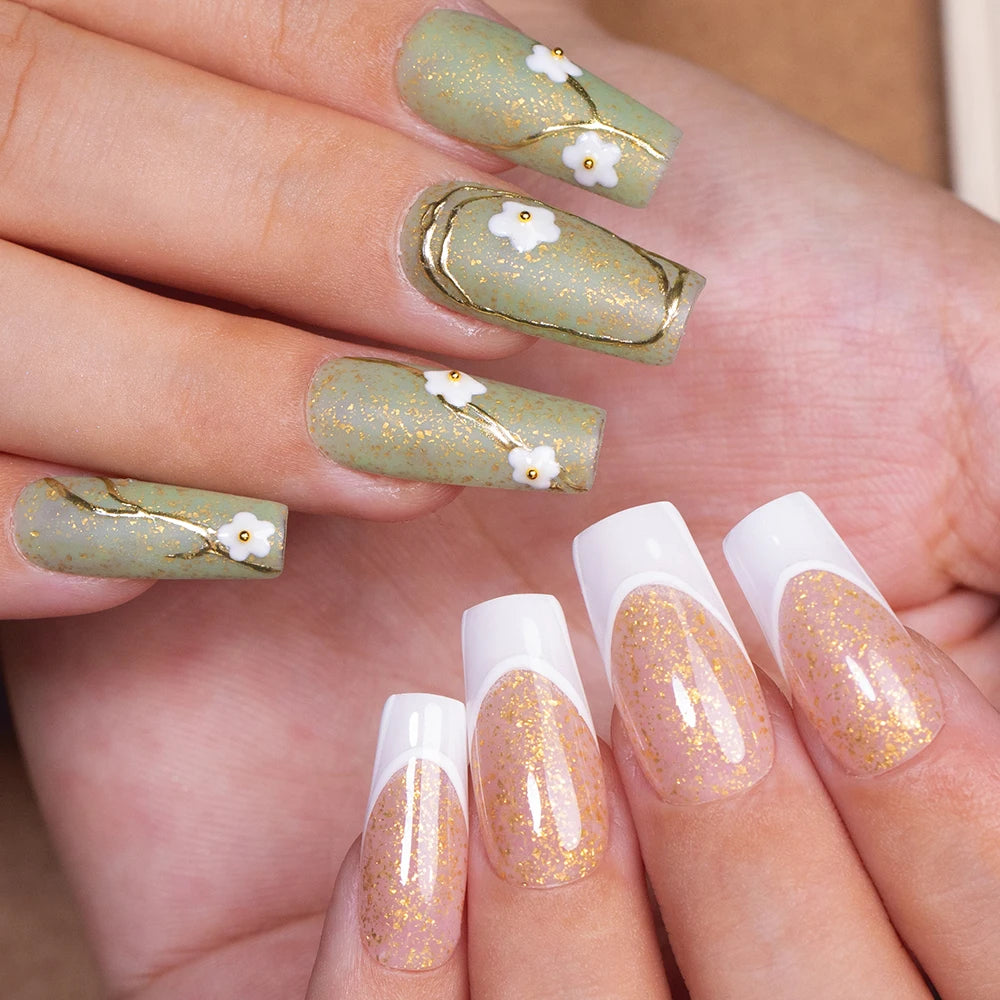 AWStorG 6Pcs 7.5ML Gold Flake Glitter Rubber Base Gel Kit Nail Polish Long Lasting Quick Extension Gel Nail Art UV Glue Builder