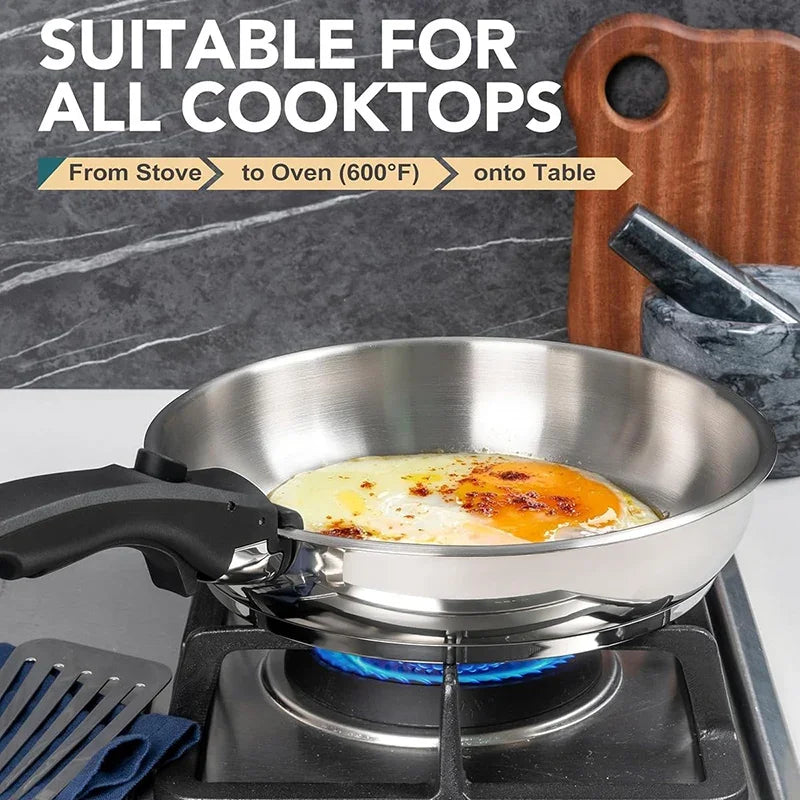 MICHELANGELO Kitchen Stir-fry Cooking Pot with Removable Handle Stainless Steel Frying Pan Set Induction Cooker Frying Pan