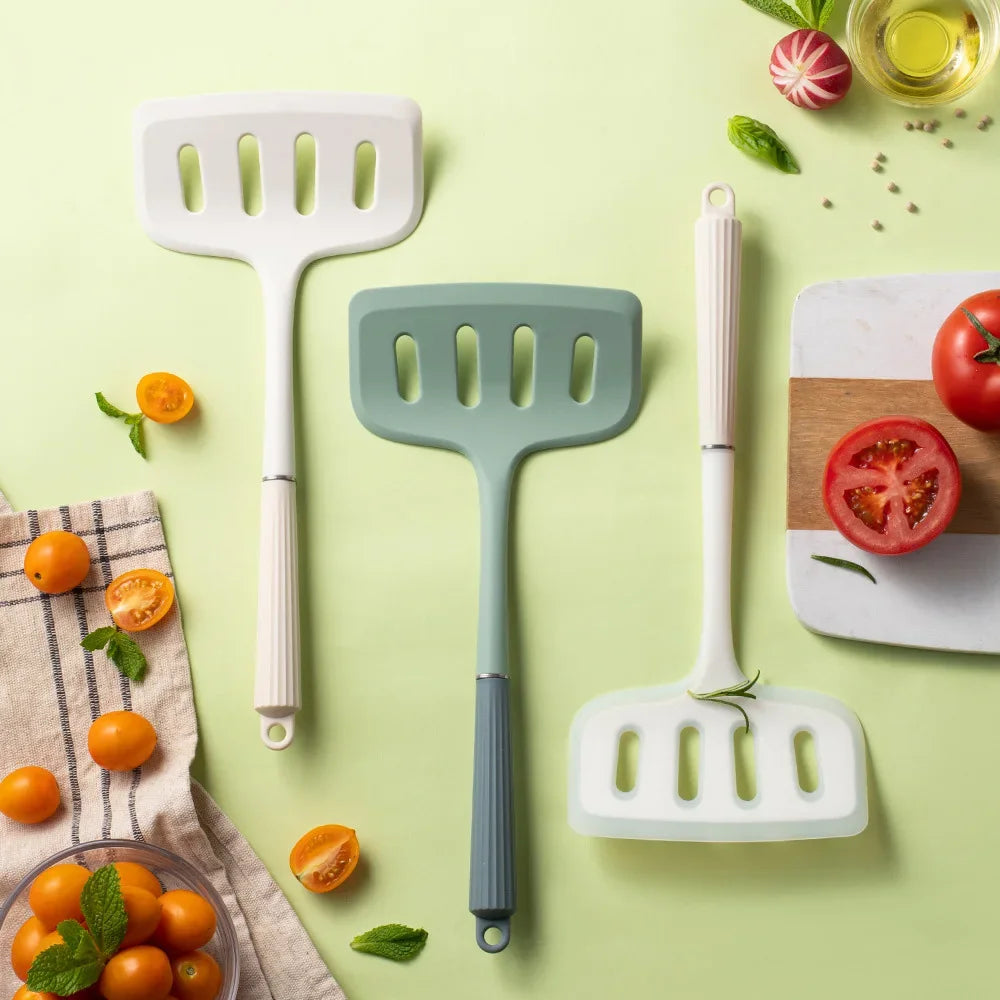 1Pcs Silicone Spatula Wide Mouth Shovel Beef Non-Stick Wooden Handle Meat Egg Frying Cooking Tool Kitchenware Gadgets Tools